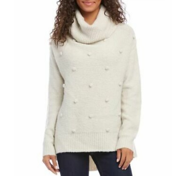 Karen Kane Pom Pom Turtleneck Sweater Tunic Size L - Picture 1 of 5